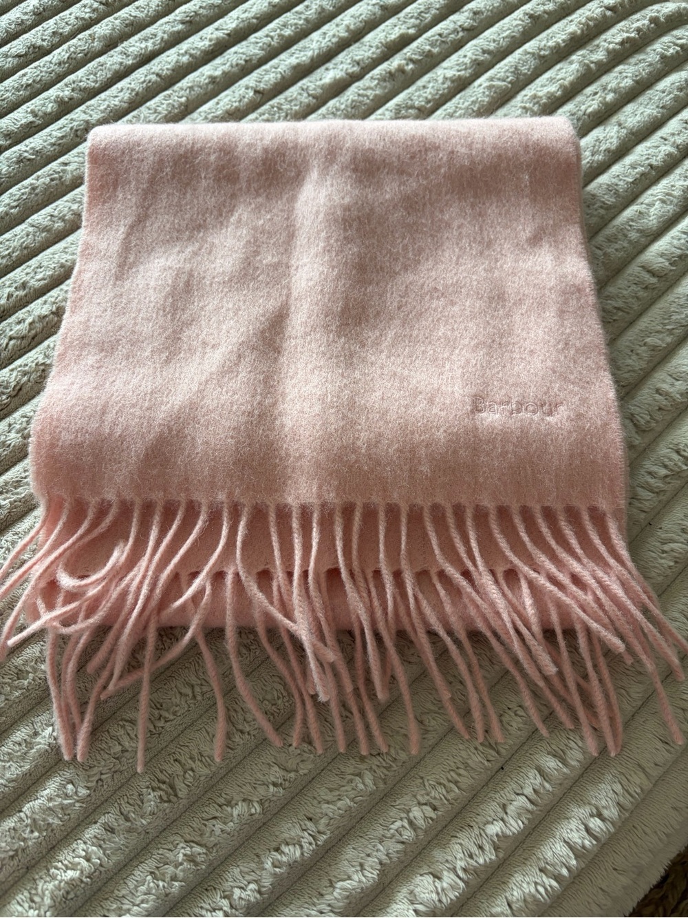 Barbour Pale Pink Fringe Scarf